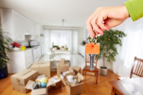 Professional moving van loaded with household items in Yeading