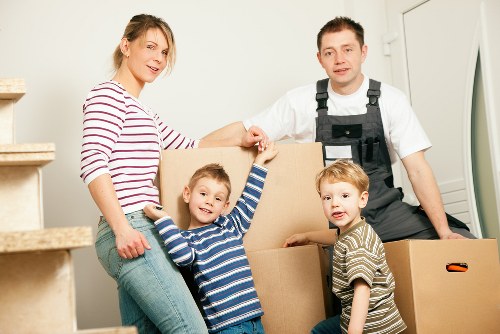 Packing and loading belongings into a removals van