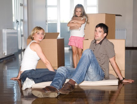 Packed boxes and furniture ready for local removals in Yeading